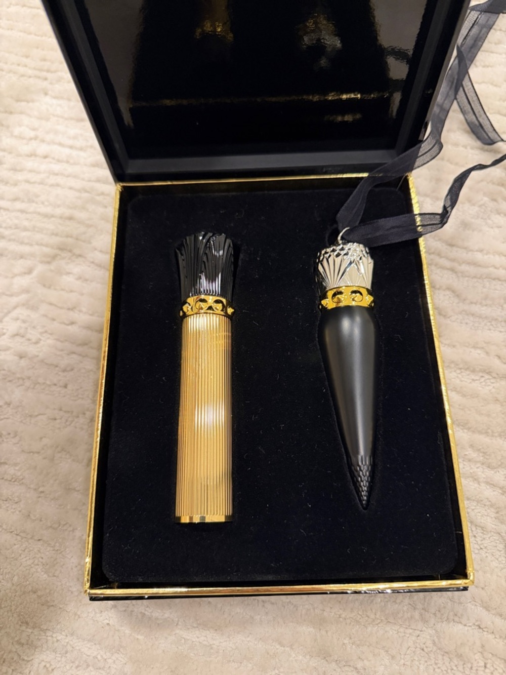 Christian Louboutin Black and Gold Lipstick and Mascara Set